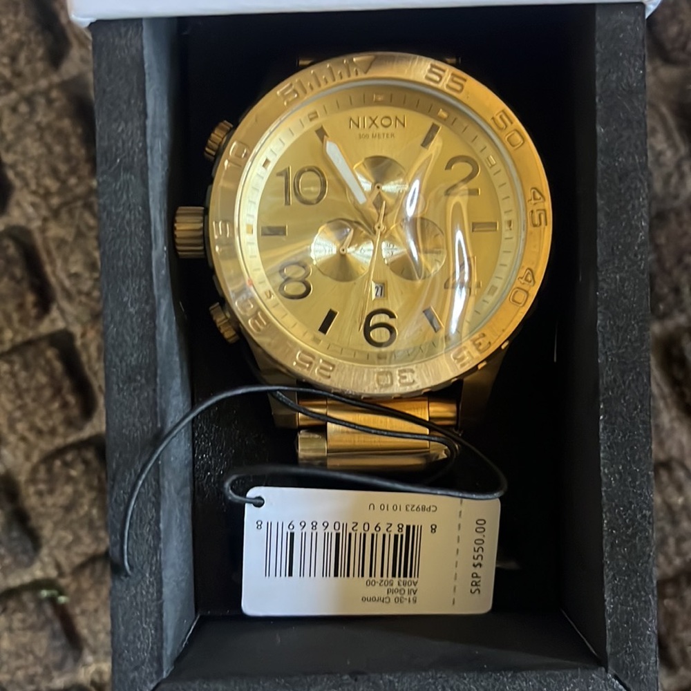 Brand new Nixon 51-30 Chrono gold stainless steel 300m watch